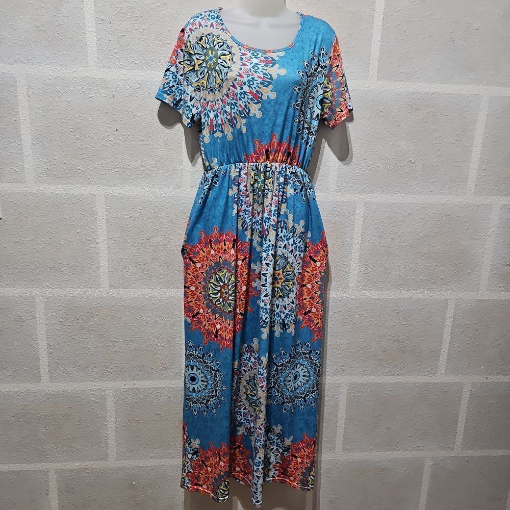 Vintage Comfy Chic Hippie Boho Style Maxi Dress